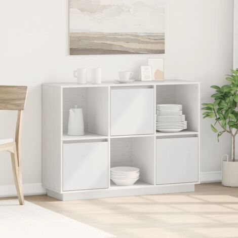 vidaXL Sideboard White 110,5x35x80 cm Solid Wood Pine (1/5)