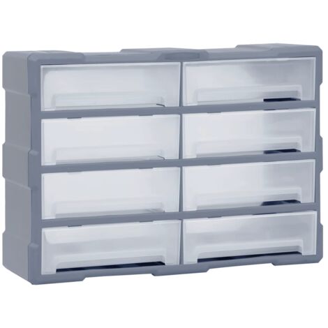 Vidaxl – Organisateur multi-tiroirs 8 grands tiroirs – Plastique résistant aux chocs – Tiroirs transparents pour rangement outils – Dimensions 52x16x37 cm