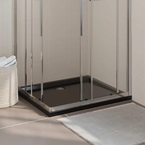Vidaxl – Receveur de douche à poser ABS noir 80x90 cm – Seuil bas pour entrée facile – Renforcé fibre de verre – Drain standard 9 cm