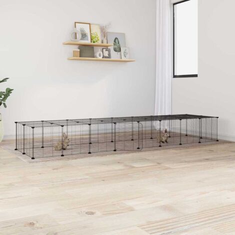 Vidaxl – Cage pour rongeur 36 panneaux – Acier enduit de poudre noir – Dimensions 35x35 cm – Porte pratique pour accès facile