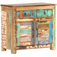 Vidaxl – Buffet en bois de récupération 70x35x65 cm – 2 portes et 2 tiroirs – Style antique – Meuble de rangement unique