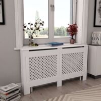 Vidaxl – Cache radiateur blanc en MDF opaque 152x19x81 cm – Finition mate – Design moderne à lattes pour décoration intérieure