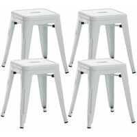 Lot de 4 tabourets bas au style industriel Armin en métal Blanc