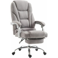 CLP – Bureau présidentiel gris – Fauteuil d'étude ergonomique – Hauteur réglable 118-127 cm – Base métal chromé – Revêtement tissu polyester