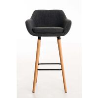 CLP – Lot de 2 tabourets de bar Grant en tissu – Hauteur d'assise 75 cm – Repose-pieds en bois de hêtre – Confort optimal pour cuisine et salle à manger