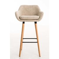 CLP – Lot de 2 tabourets de bar Grant en tissu – Hauteur d'assise 75cm – Repose-pieds en bois de hêtre – Confort rembourré et dossier lombaire