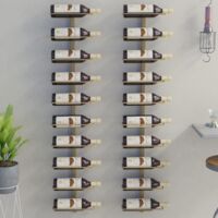 Vidaxl – Casier à vin mural 10 bouteilles – Métal doré – Design moderne – Facile à assembler – Pour cuisines et bars