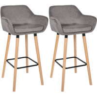 Lot de 2 tabourets de bar Grant en velours Gris