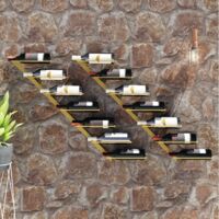 Casier à vin mural pour 7 bouteilles 2 pcs Doré Métal vidaXL