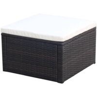 Vidaxl – Repose-pieds de jardin en résine tressée – Dimensions 53x53x30 cm – Coussin amovible et lavable – Résistant aux intempéries