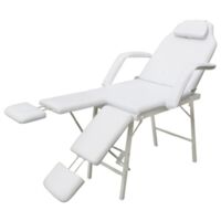 vidaXL Fauteuil pour traitement facial Similicuir 185x78x76 cm Blanc