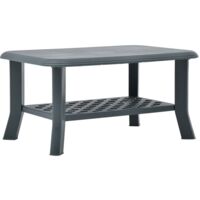 Vidaxl – Table basse fixe verte 90x60x46 cm en plastique résistant aux intempéries – Étagère de rangement incluse – Aucun assemblage requis