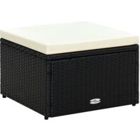 vidaXL Footstool Ottoman Poly Rattan 53x53x30 cm Black