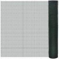 vidaXL Chicken Wire Fence Galvanised with PVC Coating 25x1 m Green