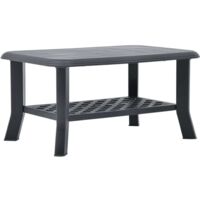 Vidaxl – Table basse fixe anthracite 90x60x46 cm – Plastique résistant aux intempéries – Étagère de rangement intégrée – Légère et sans assemblage