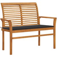 Banc de jardin et coussin anthracite 112 cm Bois de teck massif vidaXL