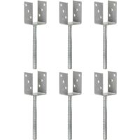 Vidaxl – Piquets de clôture en acier galvanisé – Lot de 6 – Dimensions 7x6x30 cm – Ancrages avec trous pré-percés pour installation facile
