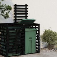 Vidaxl – Cache-poubelle sur roulettes noir en bois de pin massif – Dimensions 78x91,5x128,5 cm – Porte avec serrure et ventilation