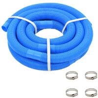 Tuyau de piscine avec colliers de serrage Bleu 38 mm 6 m