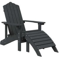 vidaXL Garden Adirondack Chair with Footstool HDPE Anthracite