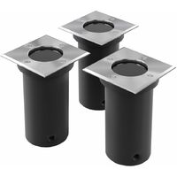 Vidaxl – Spot encastrable extérieur sol – Lot de 3 – Acier inoxydable et aluminium – Diffuseur en verre trempé – Indice de protection IP65