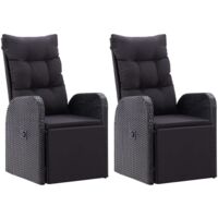 Vidaxl – Chaises de jardin inclinables avec coussins – Résine tressée résistante aux intempéries – Cadre en acier – Lot de 2 – Confort optimal