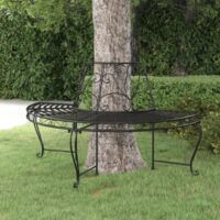 Vidaxl – Banc demi-circulaire pour arbre Ø160 cm – Acier noir résistant aux intempéries – Design enveloppant pour espaces extérieurs