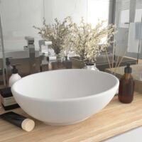 Vidaxl – Vasque à poser ovale en céramique blanche mate 40x33 cm – Design moderne – Trou de vidange 4,5 cm – Pour salle de bain et toilette