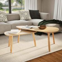Vidaxl – Ensemble de tables basses 2 pcs – Bois de pin massif – Style scandinave – Dessus en MDF robuste – Facile à assembler