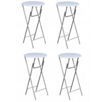 Vidaxl – Table haute pliable 4 pcs – Dessus en MDF blanc – Pieds en acier – Dimensions 60 x 60 x 112 cm – Pour espaces réduits