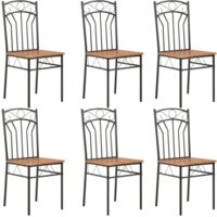 Vidaxl – Lot de 6 chaises de salle à manger en MDF et acier – Design moderne – Ergonomiques et faciles à nettoyer – Charge max 110 kg par siège