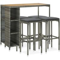 Ensemble de bar de jardin 5 pcs et coussins Résine tressée Gris vidaXL
