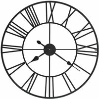 Vidaxl – Horloge murale vintage 80 cm – Métal avec mouvement à quartz – Chiffres romains – Décoration intérieure élégante