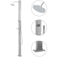 Vidaxl – Douche extérieure en acier inoxydable – Design incurvé – 2 fonctions : pluie et pomme de douche manuelle – Facile à assembler