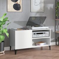 vidaXL Record Cabinet High Gloss White 84,5x38x48 cm Engineered Wood