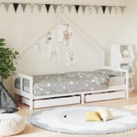 vidaXL Cadre de lit enfant tiroirs blanc 80x200 cm bois de pin massif