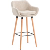 CLP – Tabouret de bar Grant en tissu – Hauteur d'assise 75cm – Piètement en hêtre massif – Confort rembourré – Supporte jusqu'à 150kg