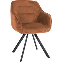 Chaise de salle à manger Russel velours ou tissu Café Velours