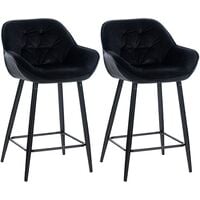 Ensemble de 2 tabourets de bar noirs Gibson, velours
