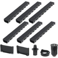 Vidaxl – Caniveau de voirie 6 pcs en plastique 6 m – Résistant à la corrosion et au gel – Système de verrouillage unique – Pour drainage efficace