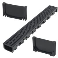 Vidaxl – Caniveau de drainage en plastique 1 m – Dimensions 100 x 12,5 x 8 cm – Système de verrouillage pour connexion facile – Résistant au gel et à la chaleur