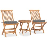 vidaXL 3 Piece Folding Outdoor Dining Set with Cushion Solid Teak Wood (315453+314863)