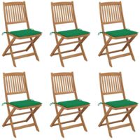 Lot de 6 Chaises de Jardin Exterieur pliables - Chaises Relax Design avec coussins Bois d'acacia vidaXL