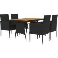 vidaXL 5 Piece Outdoor Dining Set Poly Rattan Black