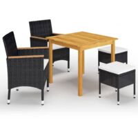 vidaXL 5 Piece Garden Dining Set Black (147875+310614)