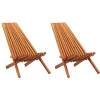 Vidaxl – Chaise pliante en acacia massif – Lot de 2 – Résistante aux intempéries – Confort ergonomique pour intérieur et extérieur