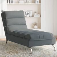 Vidaxl – Chaise longue méridienne avec coussins en tissu gris foncé – Pieds en métal chromé – Confort optimal jusqu'à 110 kg – Design élégant