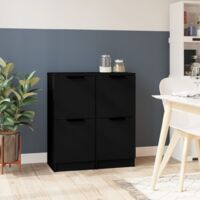 Vidaxl – Buffet noir 2 pcs 30x30x70 cm en bois d'ingénierie – Grand espace de rangement – Armoire multifonctionnelle – Dessus robuste