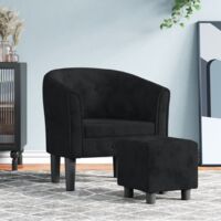 vidaXL Tub Chair with Footstool Black Velvet