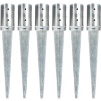 Vidaxl – Piquets au sol 6 pcs en acier galvanisé 8x61 cm – Résistants aux intempéries – Installation facile avec trous pré-percés